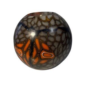 Lifelines Ball Candle Abstract Orange & Black Pattern 2.75 Inches Tall